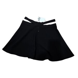 Zara Large Black Mini Skirt With Side Cut Outs Nwt